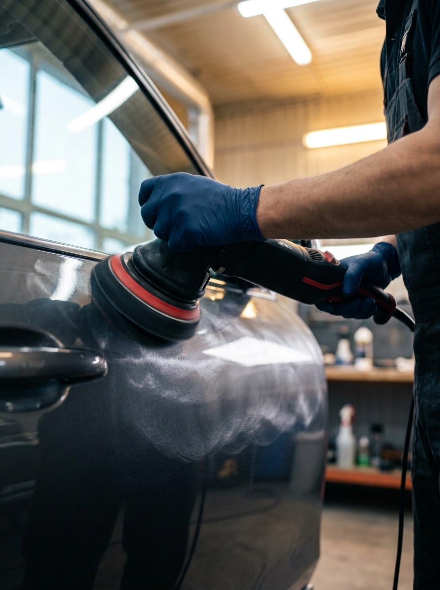 Machinaal polijsten van autolak